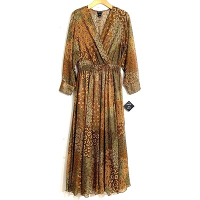 Kate and Lily Boho Western Maxi Faux Wrap Dress Fall Wedding Cottage NWT sz 14