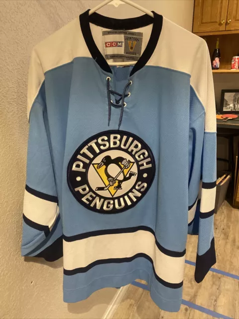 Pittsburgh Penguins Baby Blue Winter Classic style Ccm Vintage Jersey XXL