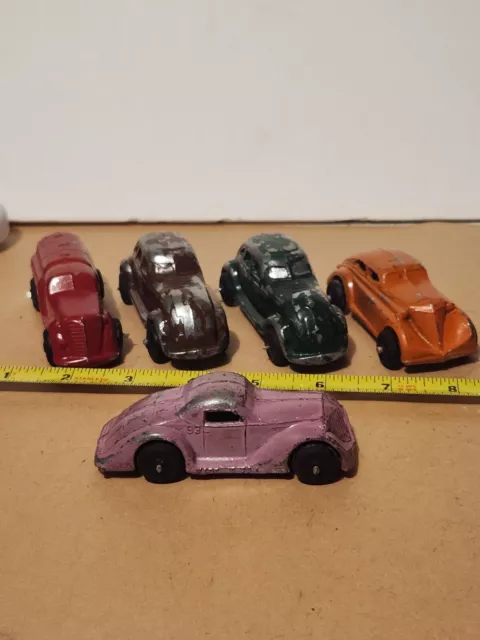 Vintage Cast Metal Toy Cars Set Of 5
