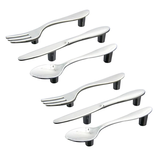 6PCS SILVER KITCHEN Drawer Pull Grips Buttons (Knife Oven3135