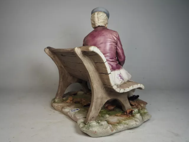 Capodimonte Porcelain Sandro Maggioni Old Lady on Bench with dogs 3