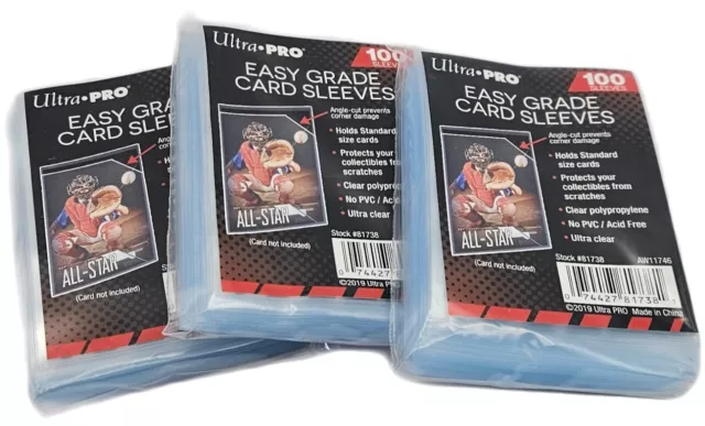 (300-Count) Ultra Pro Easy Grade Card Sleeves - Angle Cut Corner Prevents Damage