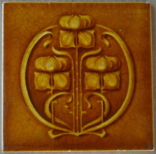 Antique Boote - Art Nouveau Majolica Tile C1900