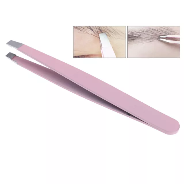 Useful professional stainless steel eyebrow tweezers hair beauty slanted~EW