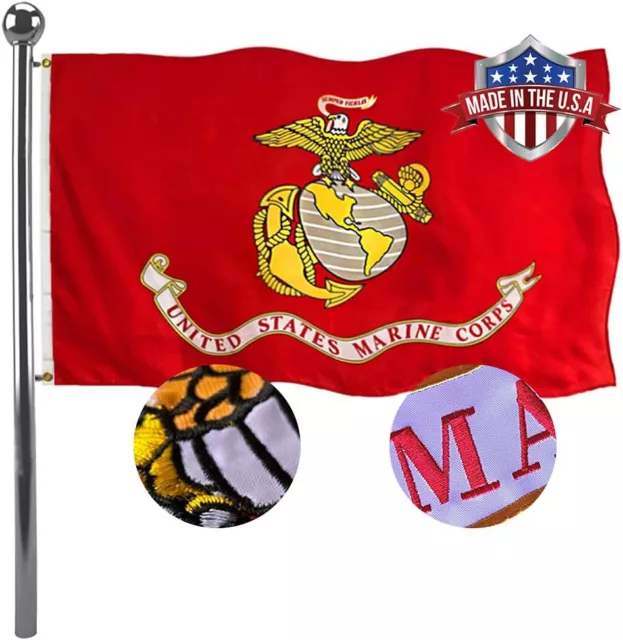 12X18 EMBROIDERED US Marine Corps EGA Red Flag Banner OFFICIALLY ...