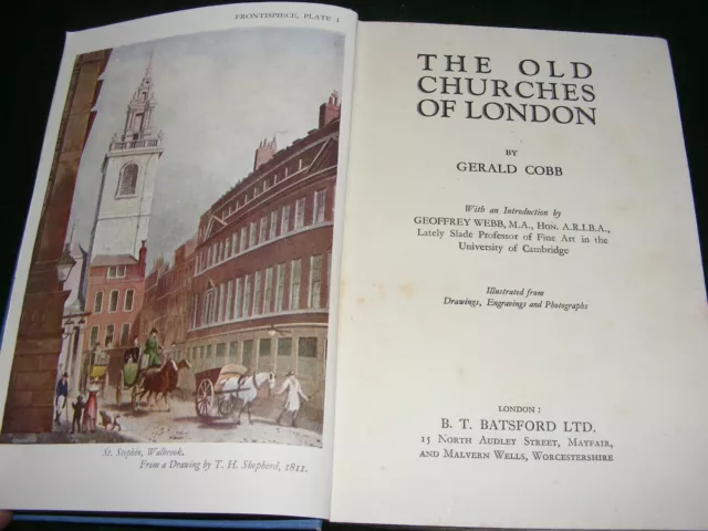 VINTAGE BOOK OLD CHURCHES OF LONDON GERALD COBB 1st ED 1941 ARCHITECTURE