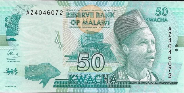 MALAWI 50 Kwacha, P - 64c, UNC from 2016, Large Elephant