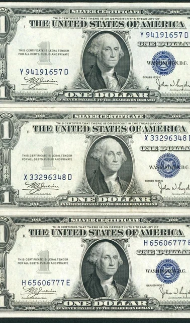 (( THREE NOTES )) $1 1935 ((HIGHER GRADE VF+++)) Silver Certificate AUCTIONS