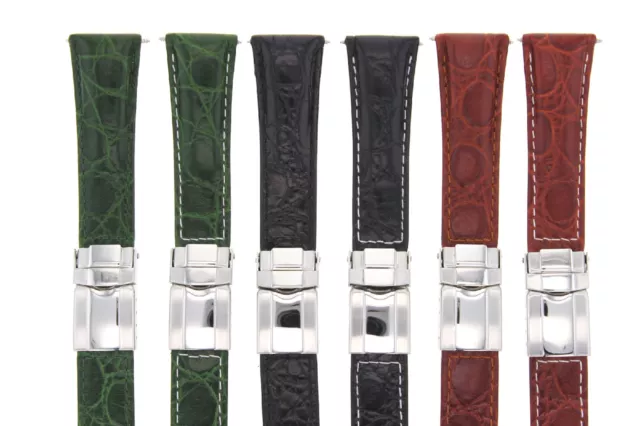 Genuine Leather Watch Strap For Rolex Daytona Short Black,Tan,Green Steel