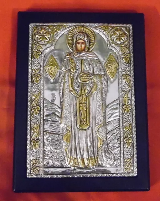Griechisches Heiligenbild , Silber 950 , 24 K Gold Plated , 22 x 16 cm , 562 gr.