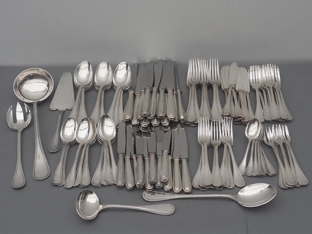 Christofle Silverplate flatware Dinner set "Perles"  113 pieces