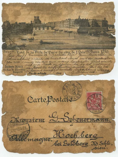 21954 - Paris - old trimmed postcard, 28.12.1900 to Hochberg