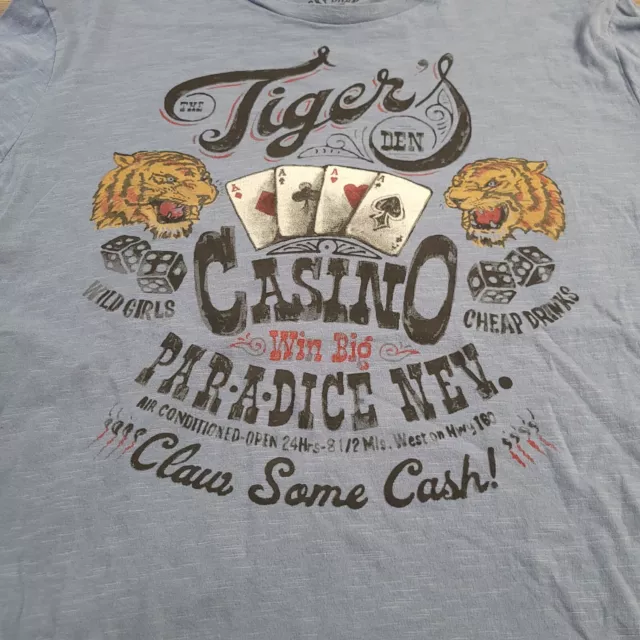 Lucky Brand Shirt Mens Extra Large Blue Tiger Casino Nevada Long Sleeve Tee 2