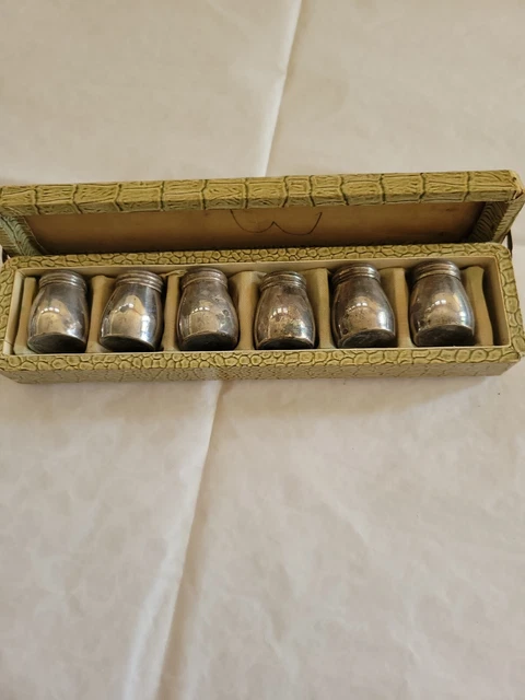Vintage 970 Sterling Silver Set Of 6 Individual Salt and Pepper Shakers in Box