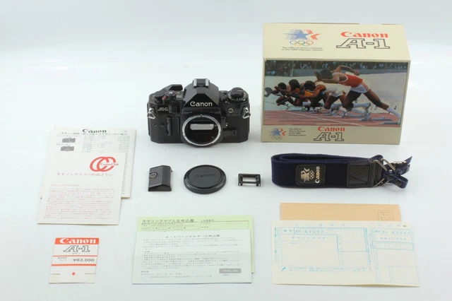 【NEAR MINT】Olympic Canon A-1 SLR Camera Body Original Box Vintage Black