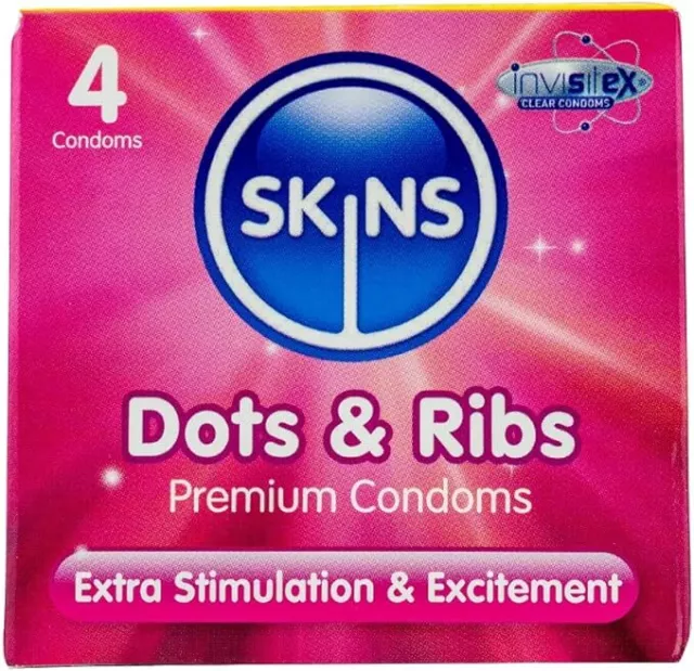 Skins Dots and Ribs Textured Premium Condoms-Pack of 4-20239