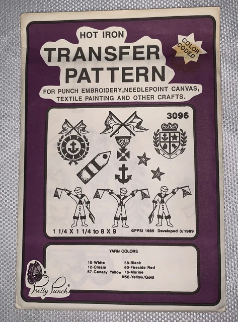 C5 89 Bonito Punzón Bordado Hierro Codificado Patrón De Transferencia 3096 Bandera Aviadores Azul Marino