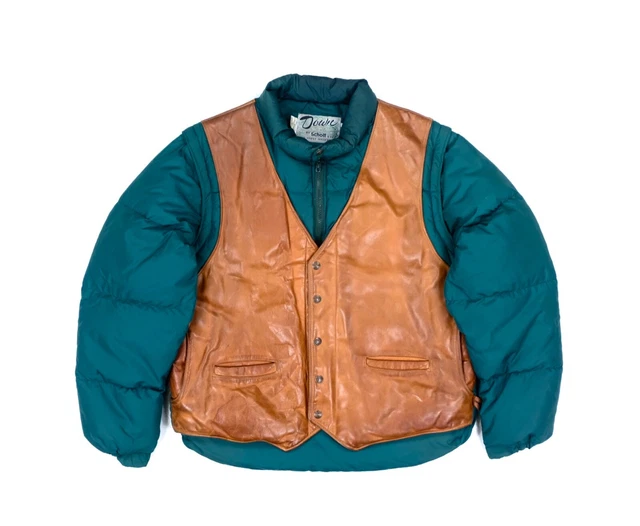 SCHOTT NYC DOWN puffer jacket leather waistcoat design rare