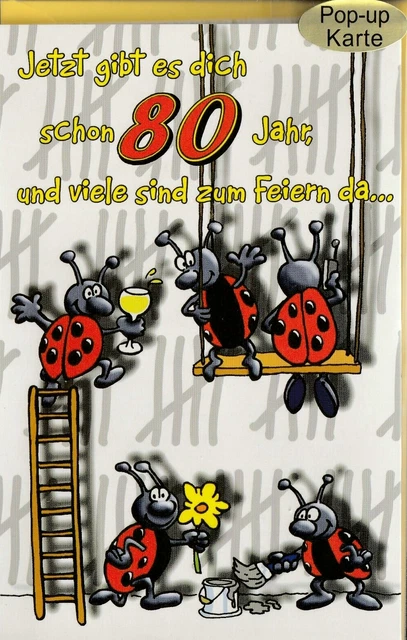 Geburtstagskarte Zum 80. Geburtstag – Mit Schmetterlingen & Cupcakes, Goldfolien-Prägung, 159x235 Mm, Aus UK
