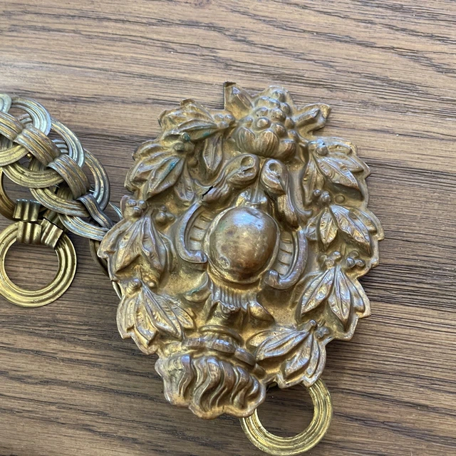 Curtain Drapery Tie Backs Pressed Brass Floral Designs Lot Antique 6