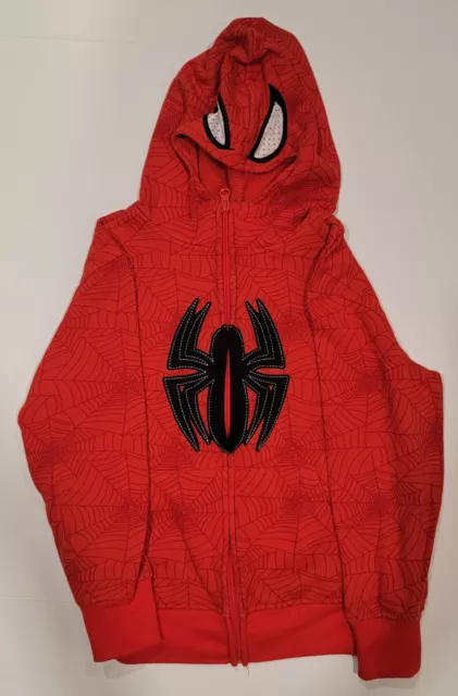 Licensed Marvel Spider-Man Full Zip Hoodie Red with Black Symbol Size 8