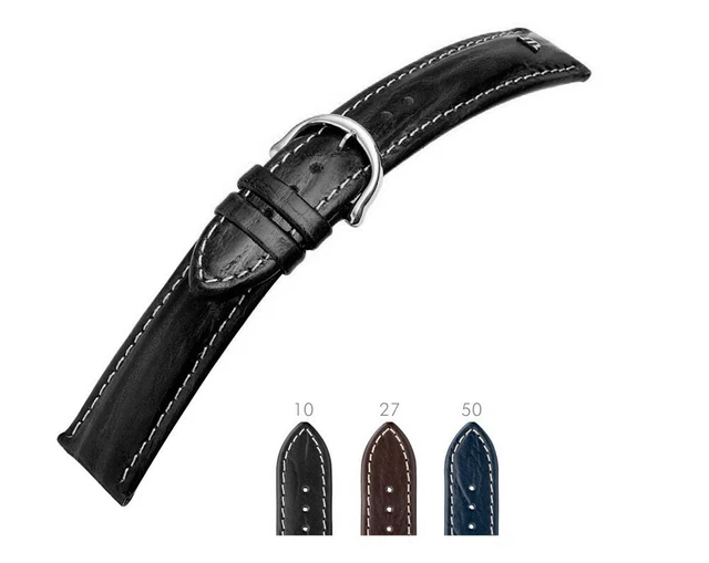 Bracelet De Montre Marron 19mm En Cuir De Veau - Boucle Ardillon, Fabrication Allemande