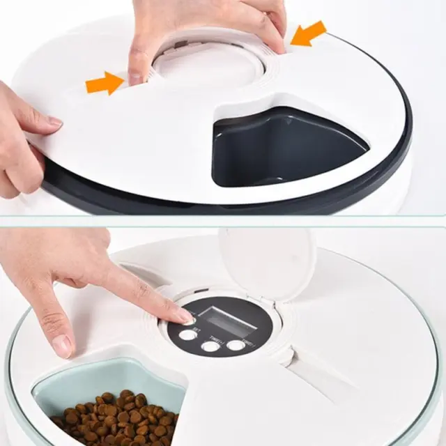 Automatic Programmable Cat Pet Feeder 6x128ml Meal Timing Voice Record Meal Call 5
