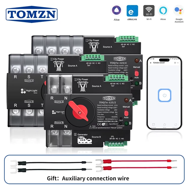 WIFI SMART ATS 2P 3P 4P 230V AC Dual Power Automatic Transfer Switch ...