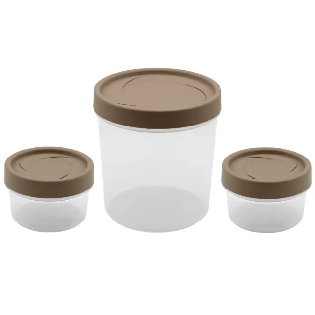 3er Vorratsdose Set Gewürzglas mit Deckel rund Kunststoff BPA-frei