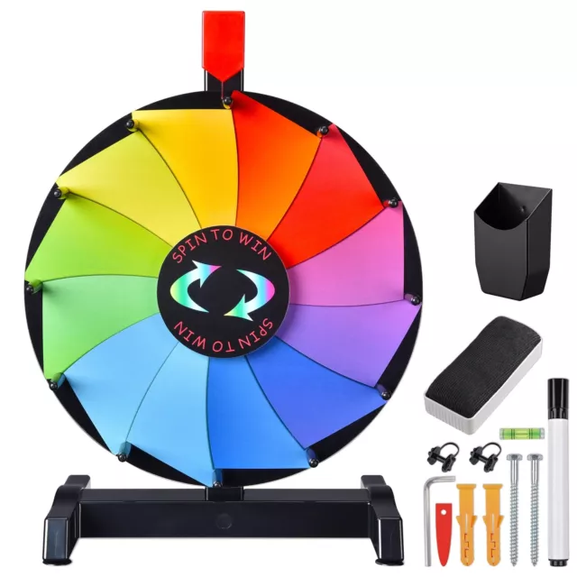 WinSpin 12 Inch Prize Wheel Dual Use Tabletop or Wall Mounted Heavy Duty Editabl
