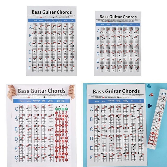 BASS GUITAR Practice Chart Fingering Practice Guide Chart Learn Guitar 