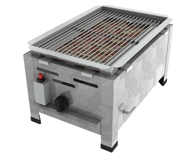 Profi Edelstahl Wurstbräter 1-flammig 4,5 KW Lavastein Gastro Gas Grill Imbiss