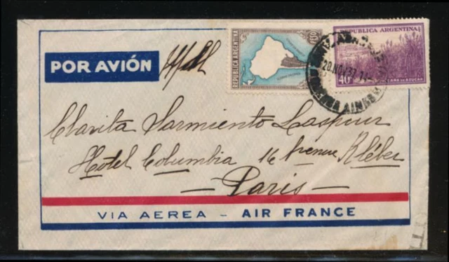 Argentina Postal History 1937 B. Aires Argentina To Paris France