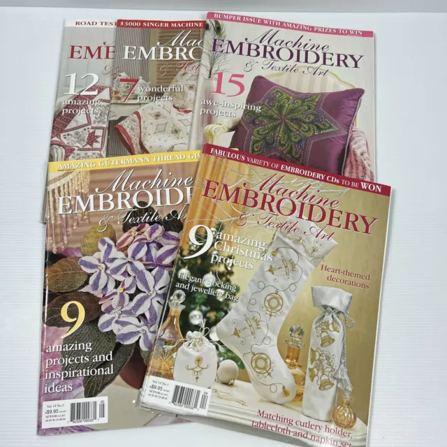 Machine Embroidery & Textile Art Magazines x 5 Sewing Craft Projects Lot 8