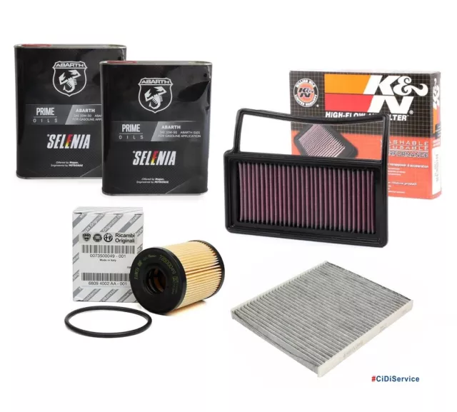 Kit Inspección 3 Filtros Con 1 K&n + 4Lt Selenia Abarth 10w50 Abarth 595/695