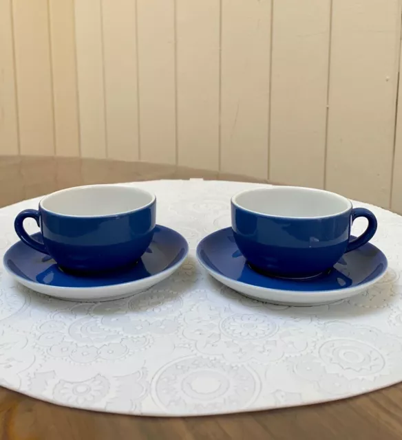 2 x Espresso Cups & Saucers Set by Mitterteich Bavaria Germany. New Vintage 1990