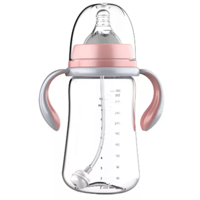 Baby Infant PP Milk Feeding Bottle With Anti-Slip Handle Water Bottle Wide Mouth