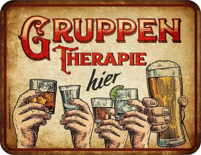 Blechschild Gruppen Therapie....Fun Schild Männer Bier Trinken Feiern Alkohol