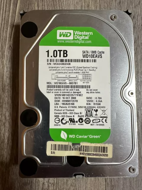 Unidad de disco duro Western Digital WD10EAVS 3,5" 1 TB 7200 RPM SATA 6Gbps 8 MB