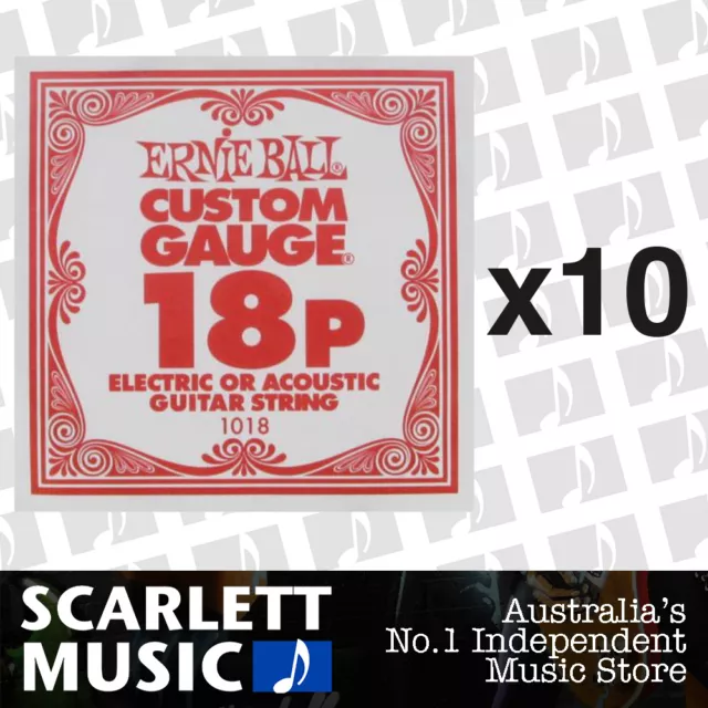 10x Ernie Ball Nickel Plain Single Guitar String .018 ( 18 / Eighteen ) Gauge