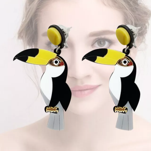 1 paire de boucles d'oreilles en acrylique personnalité mignon animal perroquet
