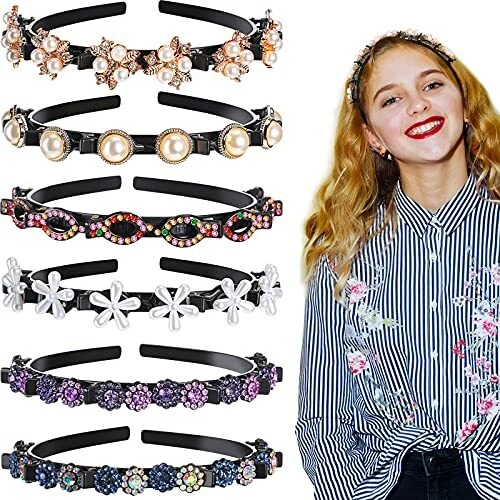 6 Pieces Double Bangs Hairstyle Hairpin, Double Layer Twist Plait, Korean Bra...