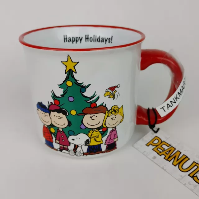 Peanuts Charlie Lucy Snoopy Woodstock Christmas Tree Large Coffee Cup Mug 21 oz