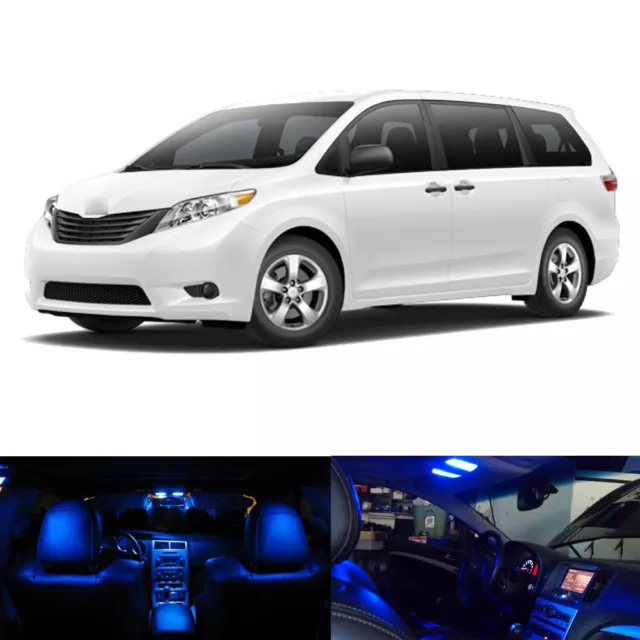 14 x Blue LED Interior Bulbs License Plate Lights for 2004-2018 Toyota Sienna