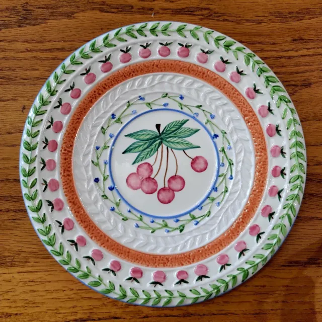 Strata Group Fresh N Fruity Cherry Salad Plate 8 1/2" Hand Painted Gorgeous