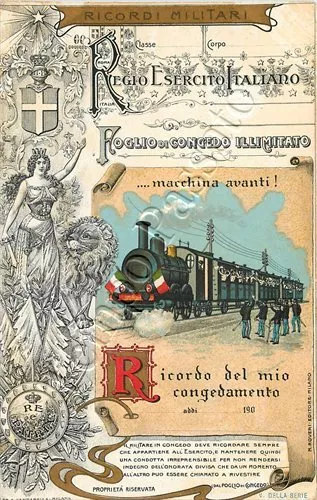 Regio Esercito Italiano - Militari con congedo illimitato su treno in partenza