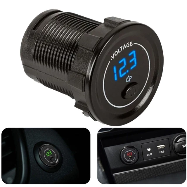 Voltmetro Per Auto, Voltmetro LED DC 12V‑24V Misuratore di Tensione Universale con Rilevamento Un Tocco Per Camion Moto Nave ATV RV Trattore