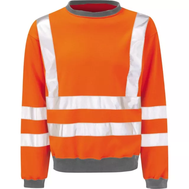 Hi Viz Vis High Visibility Crew Neck Sweatshirt Work Safety Fleece Jumper S-XL