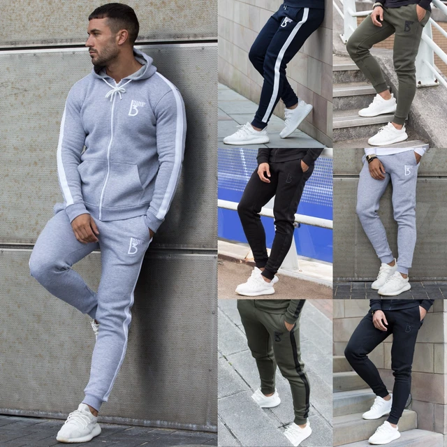 Mens Fleece Joggers Casual Sweatpants Slim Fit Tracksuit Jogging Bottoms Only