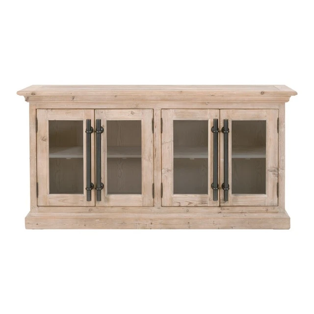 Media Sideboard with 4 Glass Doors and 1 Shelf Brown